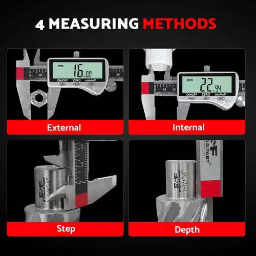 Vista 7 de S&F STEAD & FAST Herramienta de medición de calibrador digital de 6 pulgadas con pantalla LCD extragrande, pinza micrómetro de acero inoxidable