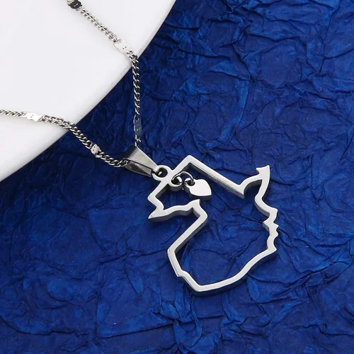 Vista 2 de Collar con colgante de mapa de Guatemala de acero inoxidable para mujer y hombre, diseño de mapa de Guatemala