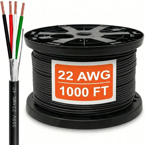Vista 45 de Cable CMP Plenum blindado trenzado de conexión de cable, cable de bajo voltaje CL3P listado por UL, 22 AWG 2 conductores, carrete de 500 pies, blanco