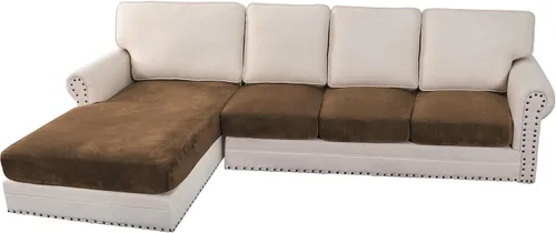 Vista 243 de H.VERSAILTEX Funda de cojín elástica de terciopelo para sofá, funda de cojín de felpa para cojines de silla, protector de muebles, cojín de asiento