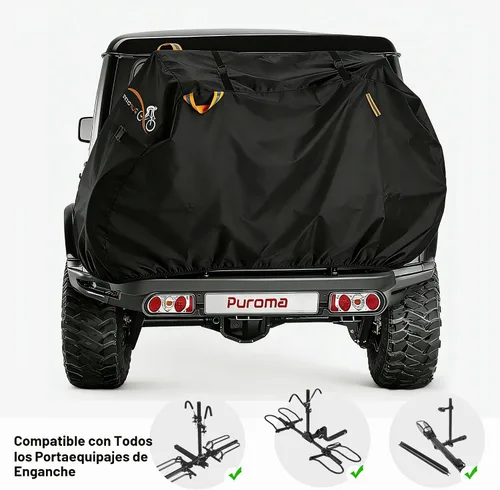Vista 7 de Puroma 600D Bike Cover for Transport on Rack, Waterproof Outdoor Bicycle Cover on Rear Bike Rack, Heavy Duty Bike Rack Cover on Hitch Travel Storage