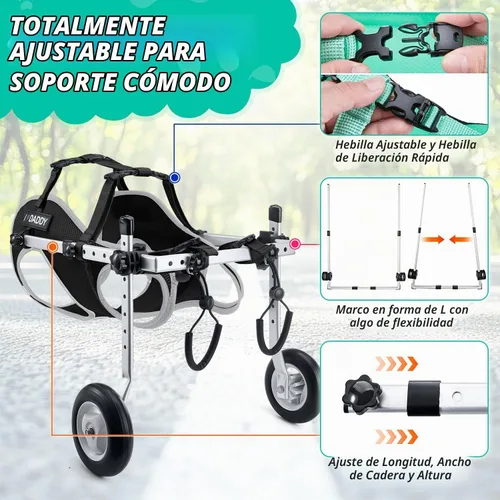 Vista 3 de Nasjac Silla de ruedas para perros para patas traseras, silla de ruedas