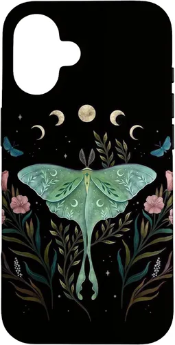 Vista 31 de Funda estética Witchy Luna Moth Flower Floral Moon Phases para iPhone 12 mini