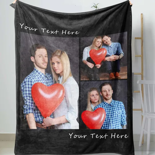 Vista 12 de D-Story Manta personalizada con foto, entrega al día siguiente, hecha en EUA, Manta de collage personalizada, haz una manta personalizada