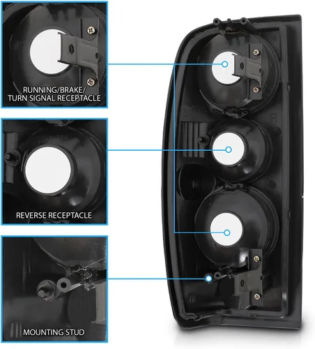 Vista 5 de AmeriLite para Nissan Frontier 1998-2004 Euro Transparente Negro Luces Traseras de Repuesto OE Juego de Lámparas de Freno - Lado del Pasajero