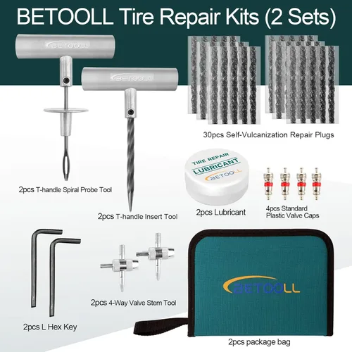Vista 2 de Kit de reparación de neumáticos, juegos de 2-24 piezas, kit profesional resistente universal de emergencia para reparación de neumáticos planos