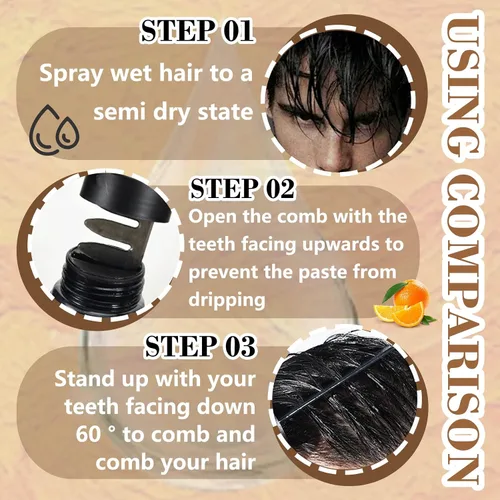 Vista 5 de Kit de gel para peinar el cabello para hombre con 2 peines, juego de cera de gel de peluquería esponjosa, hidratante de larga duración, no grasa