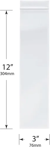 Vista 2 de Plymor - Bolsas de plástico con cierre reutilizables, 2 mil, 3 x 12 pulgadas, Transparente