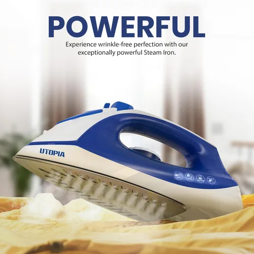 Vista 9 de Utopia Home Plancha de vapor para ropa con suela antiadherente, plancha de ropa de 1200 W con control de termostato ajustable, protección