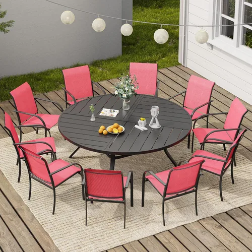 Vista 57 de VICLLAX Juego de 2 sillas de patio pequeñas para exteriores, juego de sillas apilables para patio y mesa de comedor cuadrada para porche delantero