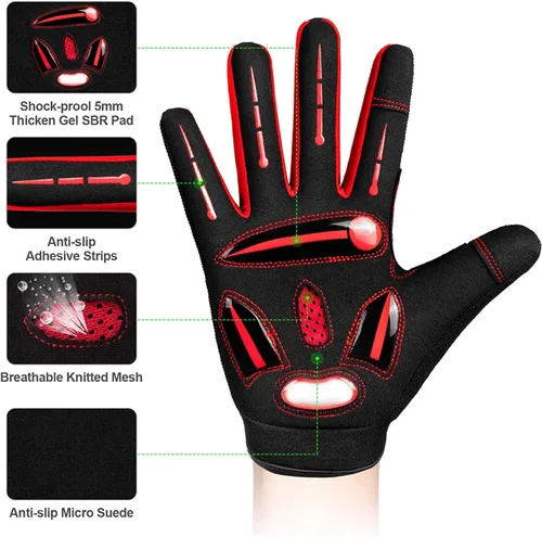 Vista 2 de BIKINGMOREOK - Guantes de ciclismo para bicicleta de montaña, para hombre y mujer, permite el uso de pantallas táctiles, con acolchado de gel