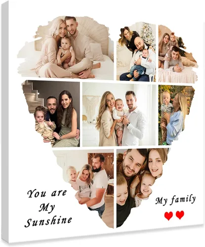 Vista 13 de DOARTDO Lienzo fotográfico personalizado con 4 collage de fotos múltiples, arte de pared personalizado para familia, niños, bebés, mascotas, marco