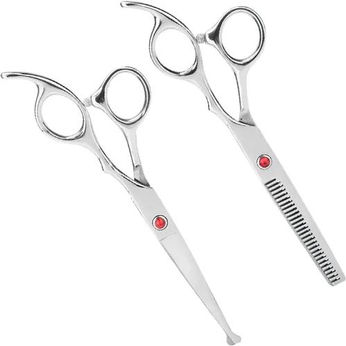 Vista 6 de Tijeras de peluquería, Tijeras de adelgazamiento de corte Conjunto de tijeras texturizantes para el cabello Salón de la Familia de Diente Plano
