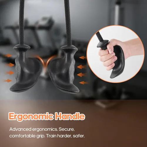 Vista 3 de Cuerda de tríceps con asas ergonómicas, cuerda de tríceps para sistema de poleas de máquina de cable, accesorios de gimnasio en casa