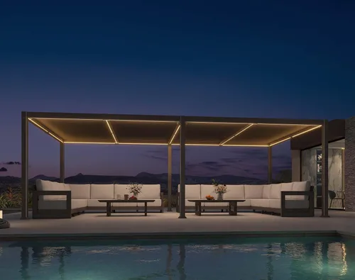 Vista 21 de PURPLE LEAF - Pérgola con listones de 10 x 12 pies para exterior, toldo ajustable moderno de aluminio para patio con techo retráctil para terraza