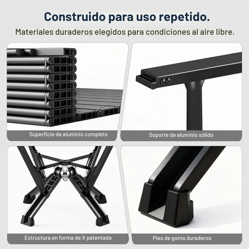 Vista 7 de MTRVR Mesa de camping plegable: diseño estable de aluminio enrollable, estructura de soporte sólida, mesa portátil al aire libre para acampar