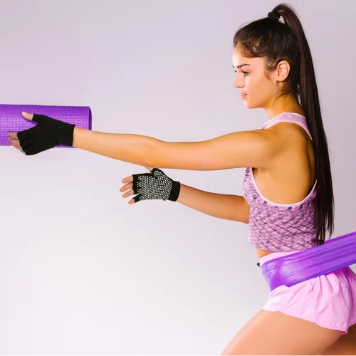 Vista 6 de 4 pares de guantes de yoga para mujer, antideslizantes, sin dedos, para entrenamiento de baile de pilates, con agarre mejorado y material de algodón