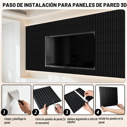 Vista 6 de Qidejoy 33 paneles de pared 3D negros de 12 x 12 pulgadas, decoración