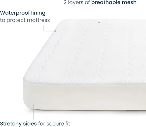 Vista 2 de HALO Funda de colchón transpirable para cuna, malla acolchada, impermeable, ajuste universal para cuna estándar y camas de niños pequeños, fácil