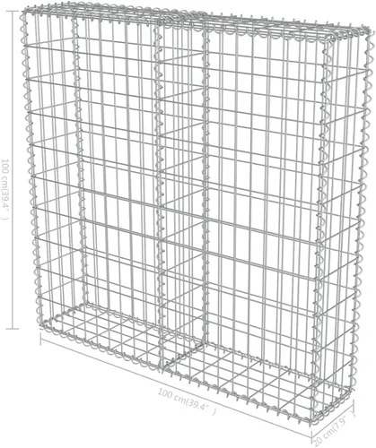 Vista 7 de vidaXL Gabion Wall con Cubiertas Acero Galvanizado 39.4"x7.87"x39.4