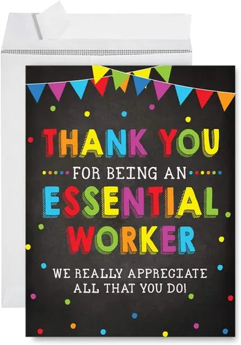 Vista 10 de Andaz Press Social Distancing Thank You - Tarjeta jumbo de 8.5 x 11 pulgadas, AF esencial, tarjeta de felicitación de agradecimiento en blanco