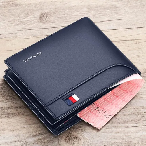 Vista 6 de WILLIAMPOLO Billetera delgada para hombre de piel minimalista con bolsillo frontal