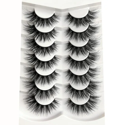 Vista 89 de Pooplunch - Pestañas postizas estilo ojo de gato, extensión de volumen 8D natural, finas, cortas, de visón sintético, tiras de pestañas postizas
