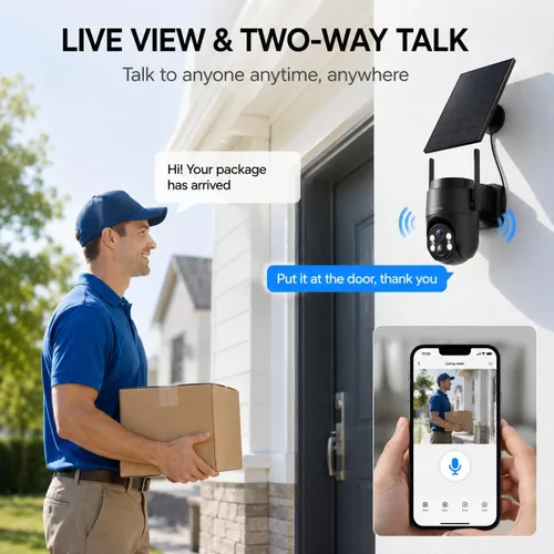Vista 6 de Cámaras de seguridad solares inalámbricas para exteriores, cámaras WIFI solares 5G/2.4G para seguridad del hogar, cámara exterior inalámbrica