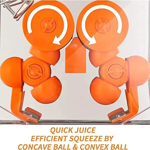 Vista 3 de Máquina exprimidora eléctrica de jugo de cítricos, fabricante comercial de jugo de naranja fresco para uso en tiendas, bares, restaurantes, pelado