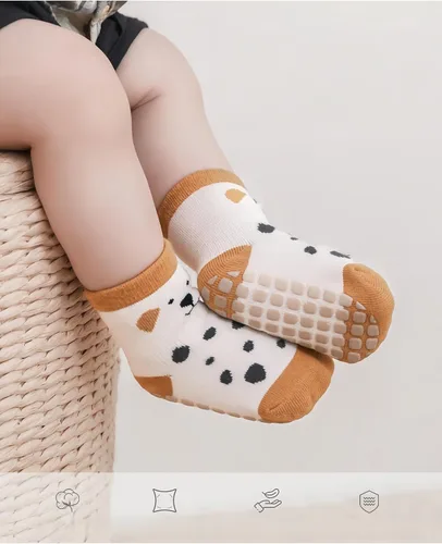 Vista 8 de Calcetines para bebé, antideslizantes, mezcla de algodón, elásticos, unisex para niños y niñas, de 0 a 5 años (paquete de 2 pares)