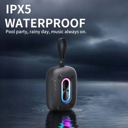 Vista 2 de Altavoz Bluetooth impermeable para ducha, duradero y portátil con sonido claro, ideal para ducha, piscina, playa y kayak, BT 5.3 - Negro