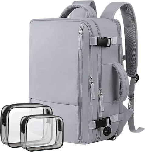 Vista 18 de Hanples Mochila de viaje para mujeres y hombres, mochila grande para artículos personales, mochila para laptop aprobada por la TSA Flight, Beige