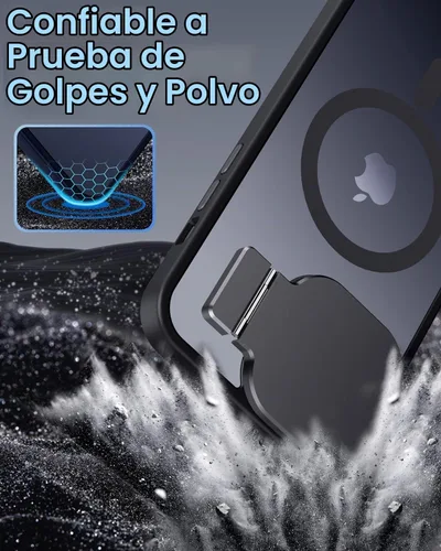 Vista 5 de Silverback Funda para iPhone 14 Pro Max con funda para cámara, compatible con MagSafe, con soporte integrado, funda magnética translúcida mate a