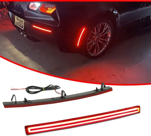 Vista 2 de para 2014 2015 2016 2017 2018 2019 Chevrolet Chevy Corvette C7 Reflector de parachoques trasero, luces de freno, lente roja, luces antiniebla LED