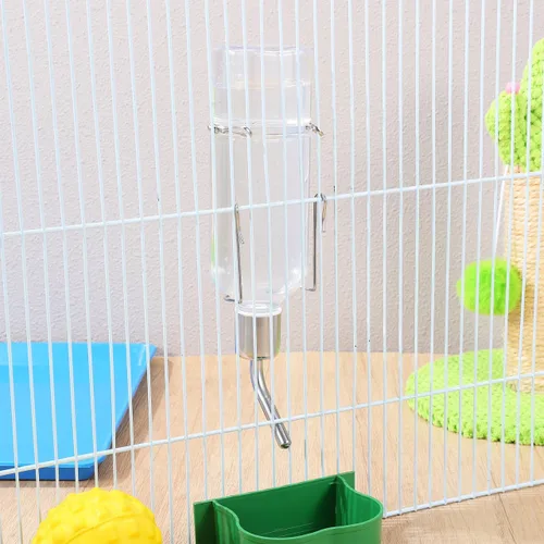 Vista 9 de Angoily Botella de agua colgante de 2.75 onzas, dispensador automático de agua para mascotas para animales pequeños, conejo, gato, pájaro