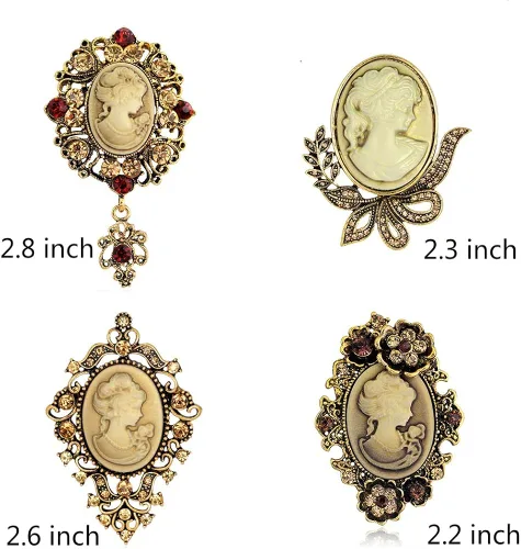 Vista 4 de Ezing 4 piezas de broche con diamantes de imitación de gran tamaño, Cristal Diamante de imitación Resina, Sin gemas.