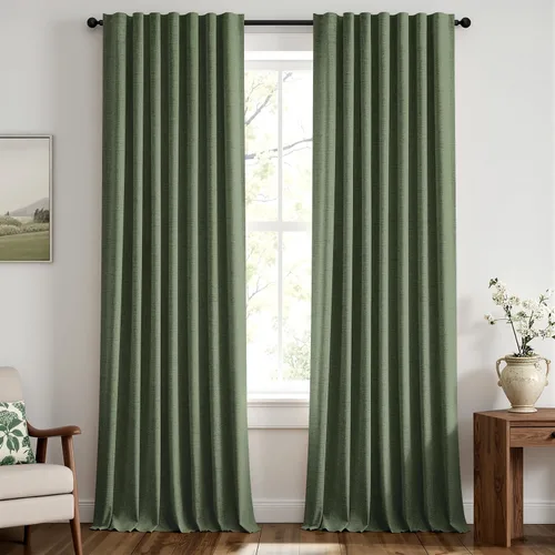 Vista 38 de MIULEE Cortinas de lino 100% opacas para dormitorio, marfil sólido, decoración de lujo, aislamiento térmico, cortinas oscurecedoras para sala