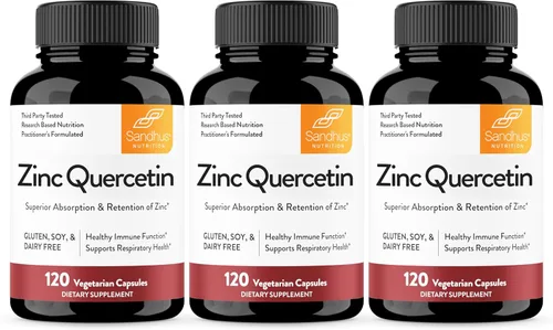 Vista 11 de Sandhu's Zinc Quercetin 60 cápsulas vegetarianas (paquete de 1) Suplementos de zinc de alta absorción para inmunidad y alergia estacional Apoyo