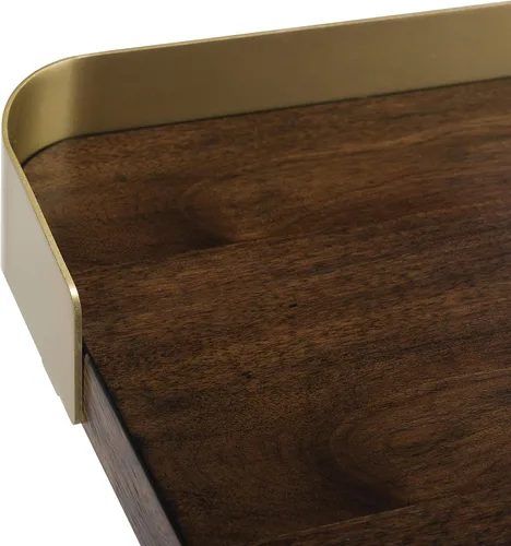 Vista 5 de Safavieh Escritorio moderno de 1 cajón en nogal y dorado Parker para oficina en casa Nogal / Oro