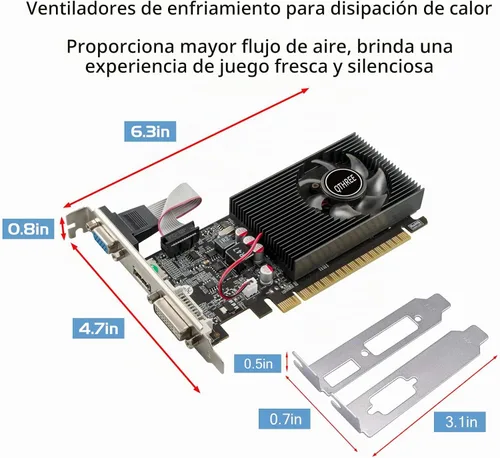 Vista 5 de QTHREE NVIDIA GT 730 - Tarjeta gráfica de 4 GB, DDR3, 128 bits, tarjeta de video para PC, PCI Express x16, DVI-I, HDMI, VGA, GPU de computadora