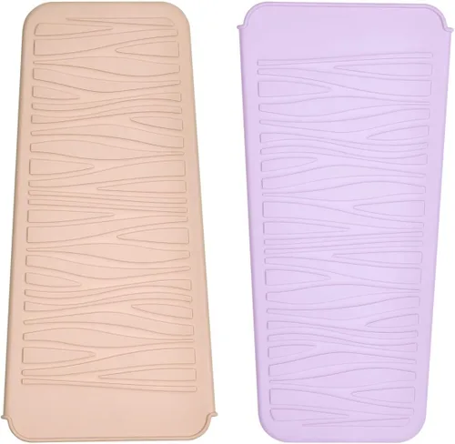 Vista 30 de Alfombrilla de silicona resistente al calor con bolsa para herramientas de peinado del cabello, 1 unidad, gris, silicona, plana, cabello seco, 11 x