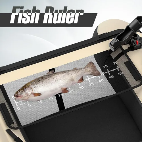 Vista 4 de GYMAX Tubo flotador de pesca, barco de pesca inflable de 350 libras con paleta, bomba, aletas, estatores de anzuelos, regla de pescado, bolsillos