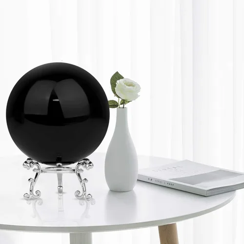 Vista 3 de MerryNine Bola de cristal con soporte para regalo de decoración del hogar Negro, cristal K9, bola de fotografía de vidrio con soporte, esfera
