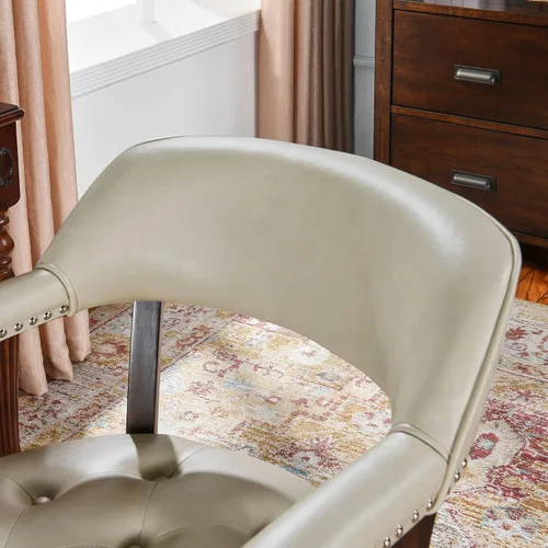 Vista 8 de LEEMTORIG Sillas de comedor grandes con ruedas y brazos, sillas de comedor con ruedas rodantes, sillas de escritorio de oficina de madera maciza, 26