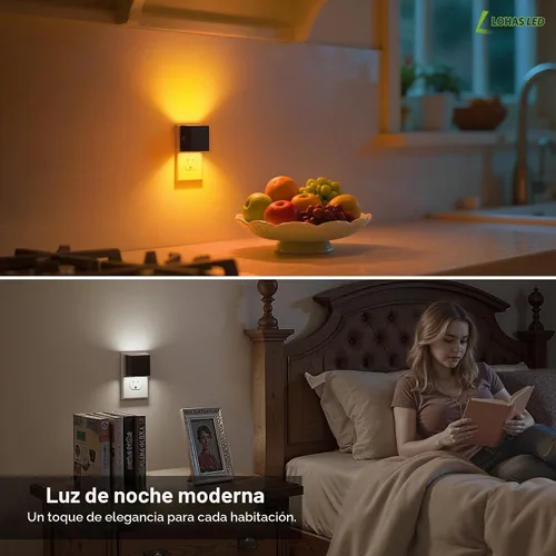 Vista 4 de L LOHAS - Luz nocturna LED enchufable a la pared, sensor de atardecer a Negro