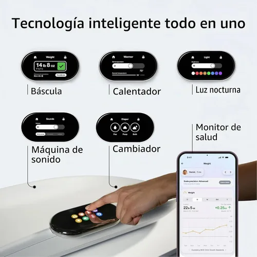 Vista 3 de Woddle Cojín inteligente multifuncional para cambio de bebé con báscula de grado médico para monitoreo crítico de peso + aplicación de IA, máquina