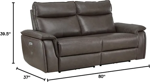 Vista 10 de Lexicon Raelynn Power - Sofá biplaza reclinable doble, color marrón oscuro