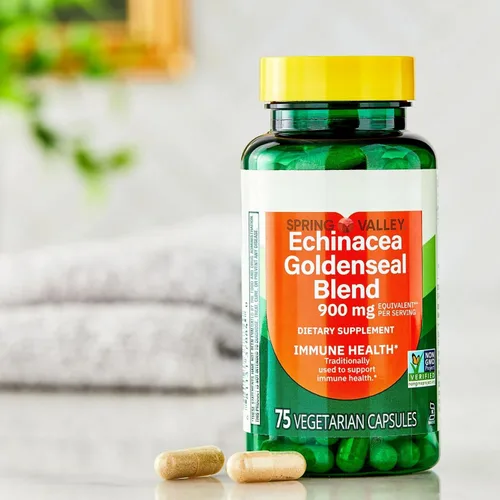 Vista 3 de SCHMIDT EMPIRE Spring Valley - Suplemento dietético de mezcla de sello de oro de equinácea, 900 mg, 75 cápsulas vegetarianas + 1 protector