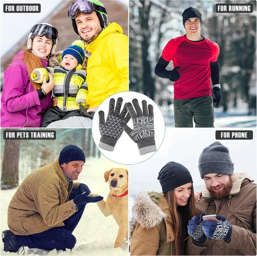 Vista 7 de SATINIOR 4 pares de guantes de invierno para pantalla táctil, guantes cálidos con forro de lana, guantes térmicos con goma antideslizante