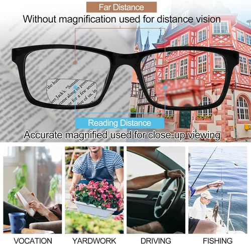 Vista 3 de OCCI CHIARI Gafas de lectura bifocales para hombres, lectores de protección ocular cuadrada de transición